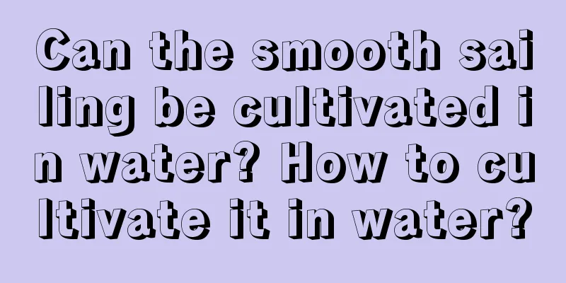 Can the smooth sailing be cultivated in water? How to cultivate it in water?