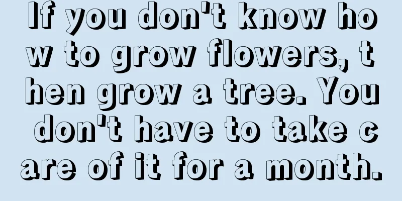 If you don't know how to grow flowers, then grow a tree. You don't have to take care of it for a month.