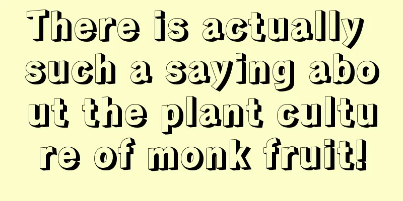 There is actually such a saying about the plant culture of monk fruit!